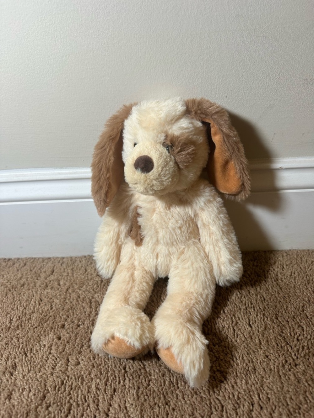 Vermont Teddy Bear 12" Buddy Puppy Spotted Dog Stuffed Animal Cream Sloppy